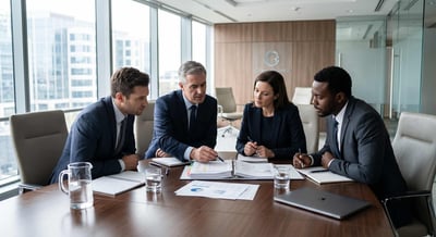 grupo reducido de directivos analizando la situación 