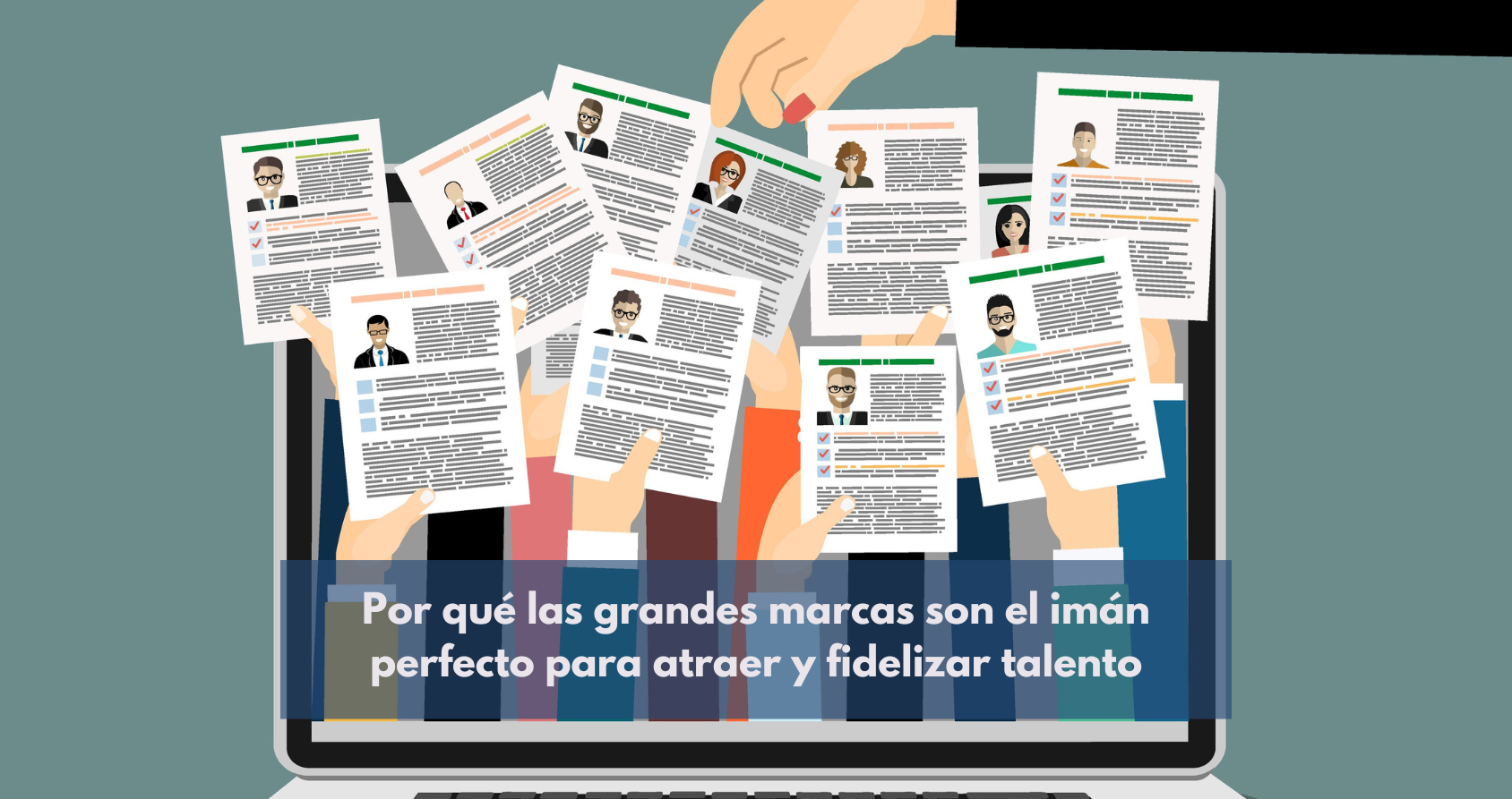 Una oficina moderna con profesionales colaborando, representando la atracción y fidelización del talento en marcas reconocidas.